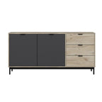 MADIA ESTA 180 CM CON 2 ANTE ANTRACITE EFFETTO CANNETTATO  E 3 CASSETTI ROVERE SONOMA