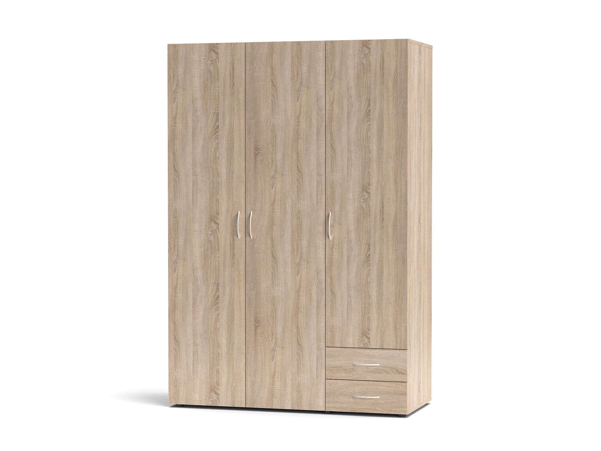 Armadio 120x177h cm in legno con tre ante e due cassetti colore rovere sonoma - Seba