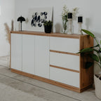 BUFFET PHOENIX 51A 3 PORTES ET 3 TIROIRS STRUCTURE CHÊNE FAÇADE BLANCHE (003738)