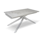 Tavolo allungabile con top in ceramica colore grigio chiaro lucido con gambe argento - Nefti