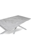 Tavolo allungabile con top in ceramica colore grigio chiaro lucido con gambe argento - Nefti