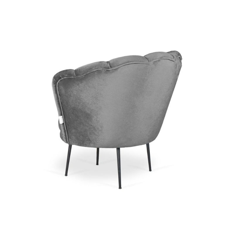 Poltrona a conchiglia con rivestimento in velluto colore grigio - Orel