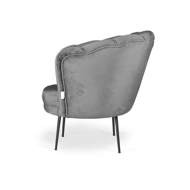 Poltrona a conchiglia con rivestimento in velluto colore grigio - Orel