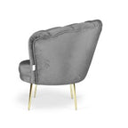 Poltrona a conchiglia con rivestimento in velluto colore grigio - Orel
