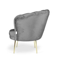 Poltrona a conchiglia con rivestimento in velluto colore grigio - Orel