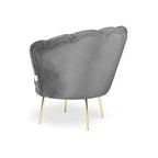 Poltrona a conchiglia con rivestimento in velluto colore grigio - Orel