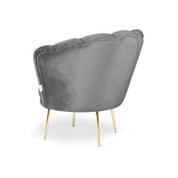 Poltrona a conchiglia con rivestimento in velluto colore grigio - Orel