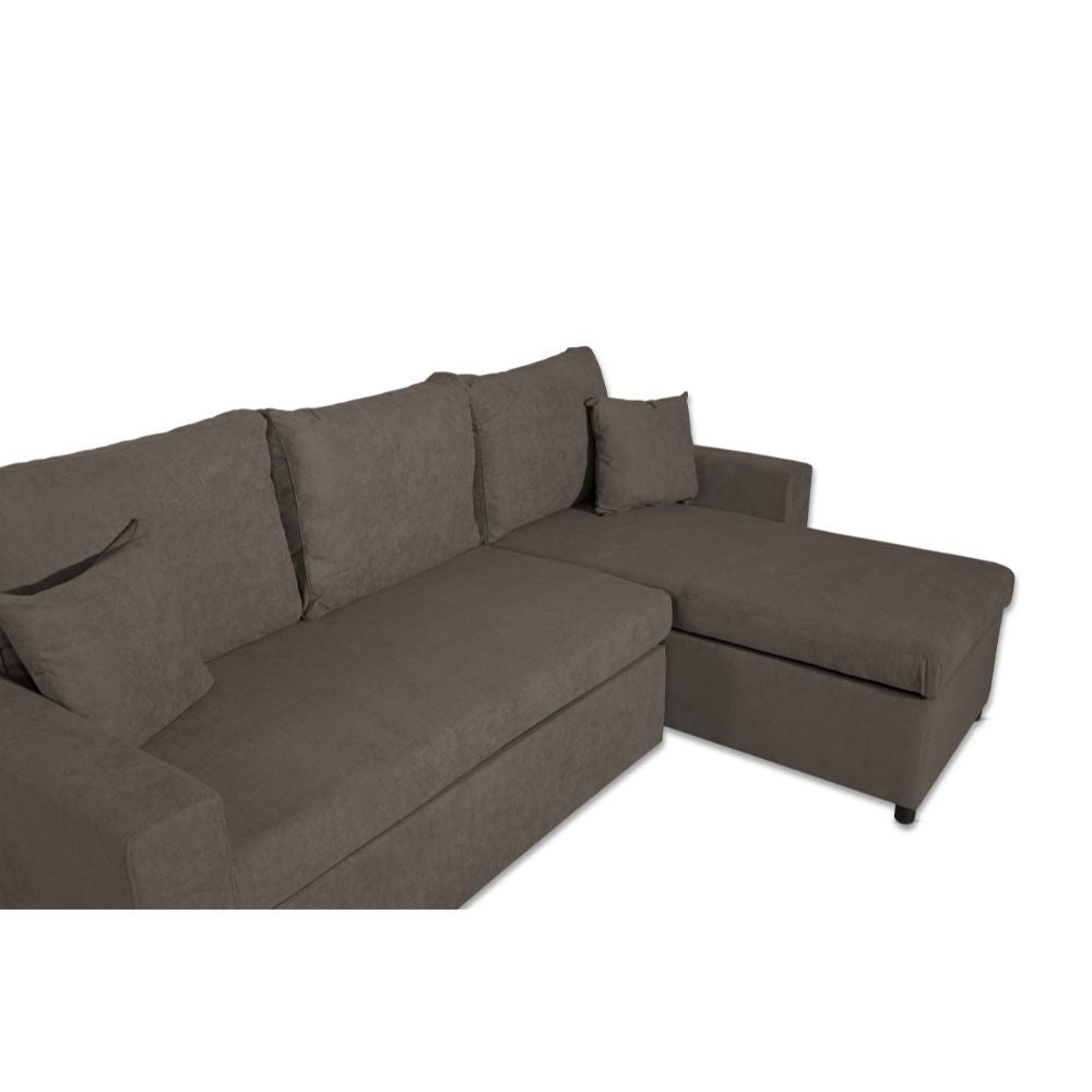Divano angolare con penisola reversibile Golf e letto estraibile tessuto Enjoy 9 Khaki