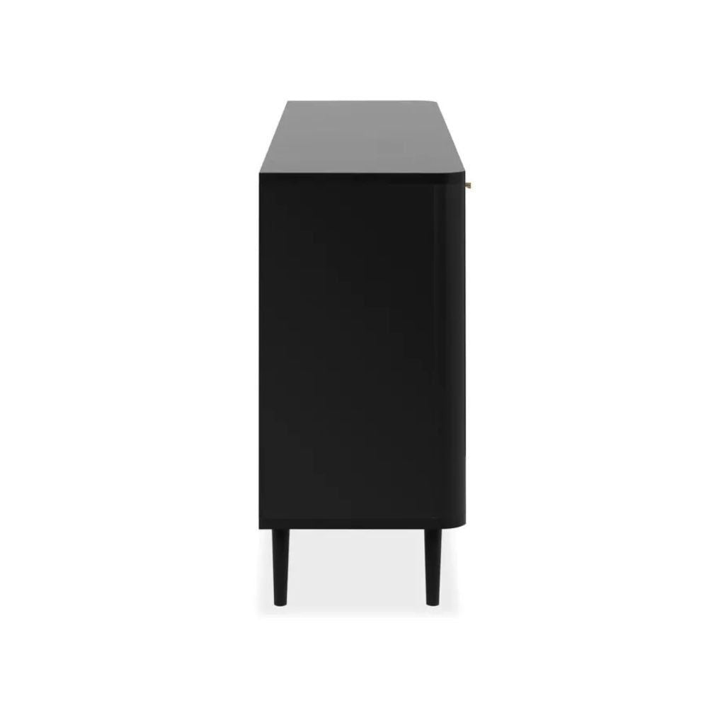 Bahut 175 cm avec 3 tiroirs et 3 portes effet raphia coloris noir - KUTA51A