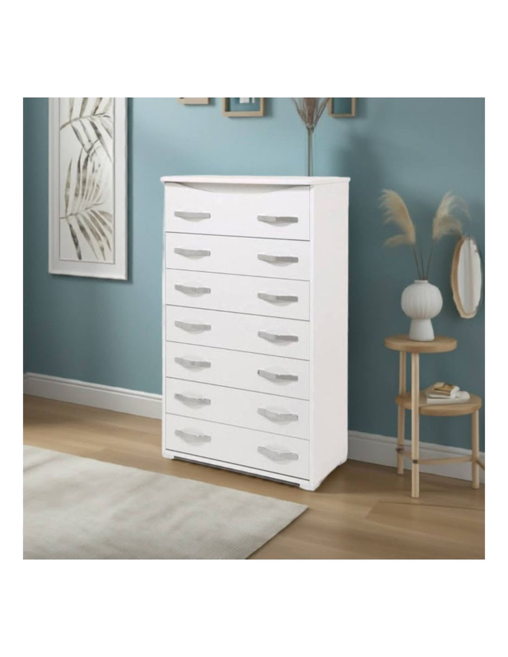 Cassettiera con 7 cassetti colore bianco frassinato 76x41x127H cm - Settimino Maxi