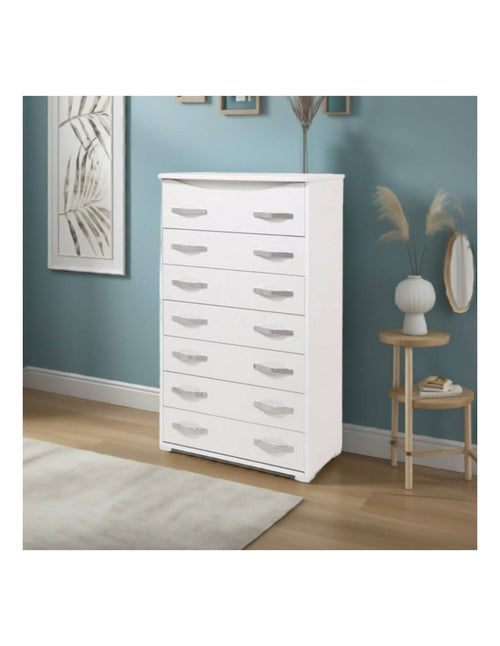Cassettiera con 7 cassetti colore bianco frassinato 76x41x127H cm - Settimino Maxi