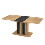Tavolo allungabile rovere con allunga nera e struttura centrale con listelli 130x85x75H Kadi