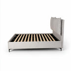 Letto matrimoniale con contenitore in tessuto grigio chiaro Vogue