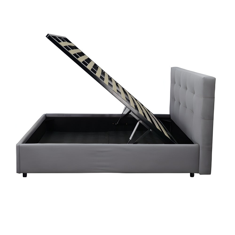 Letto una piazza e mezza con contenitore Ascoli 142x210x110H tessuto Enjoy colore grigio