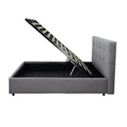 Letto una piazza e mezza con contenitore Ascoli 142x210x110H tessuto Enjoy colore grigio
