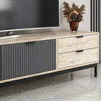 Mobile porta TV Esta rovere chiaro e antracite con effetto cannettato 180x35x47H