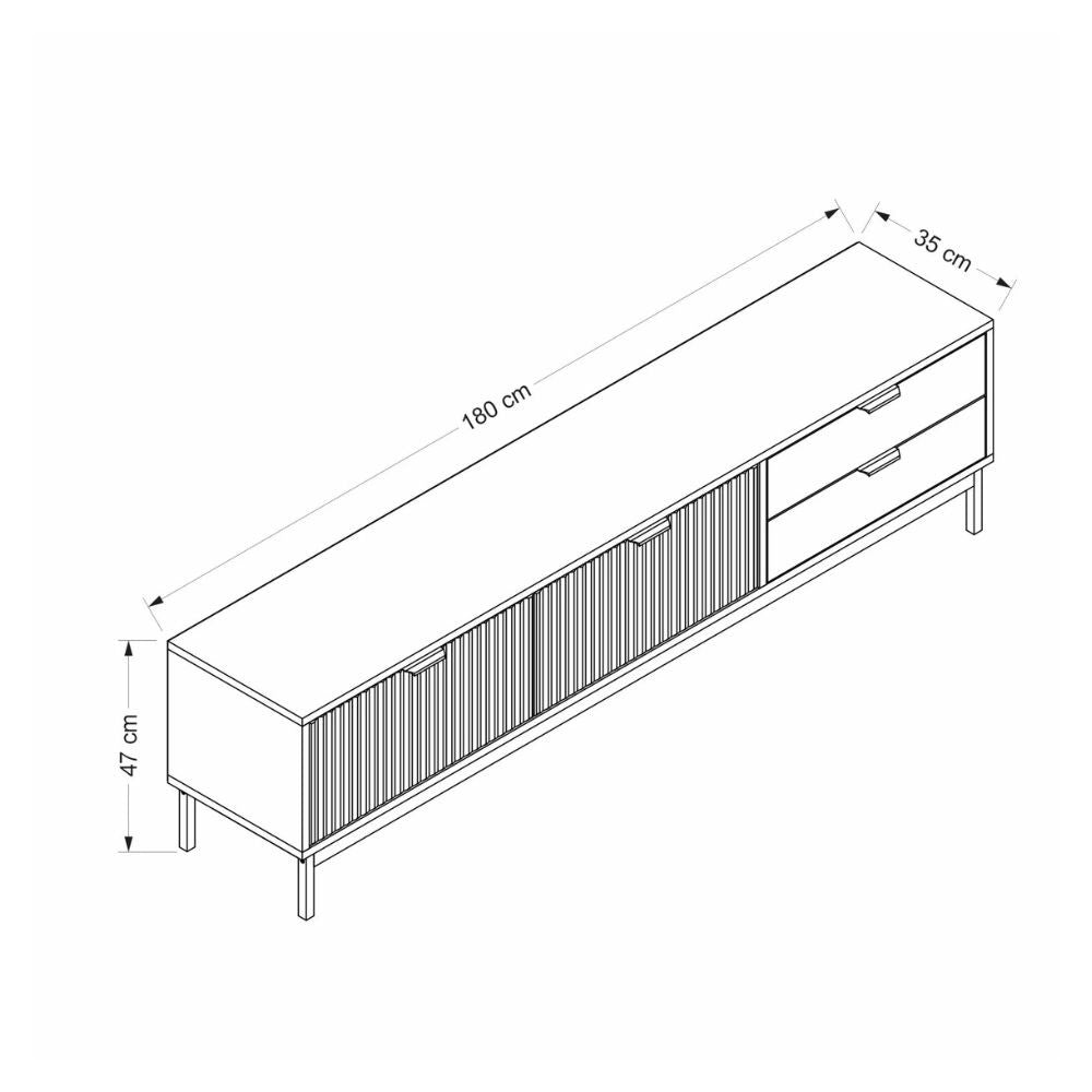 Mobile porta TV Esta rovere chiaro e antracite con effetto cannettato 180x35x47H