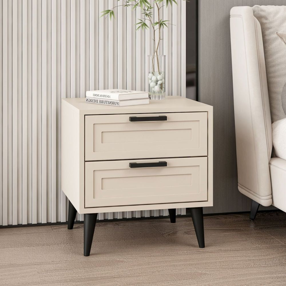 Comodino Prime 2 cassetti colore cashmere 50x45x52H - Eleganza e funzionalità
