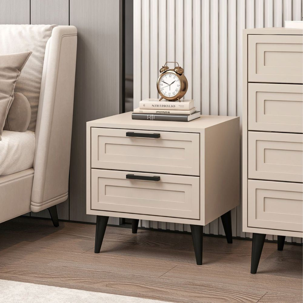 Comodino Prime 2 cassetti colore cashmere 50x45x52H - Eleganza e funzionalità