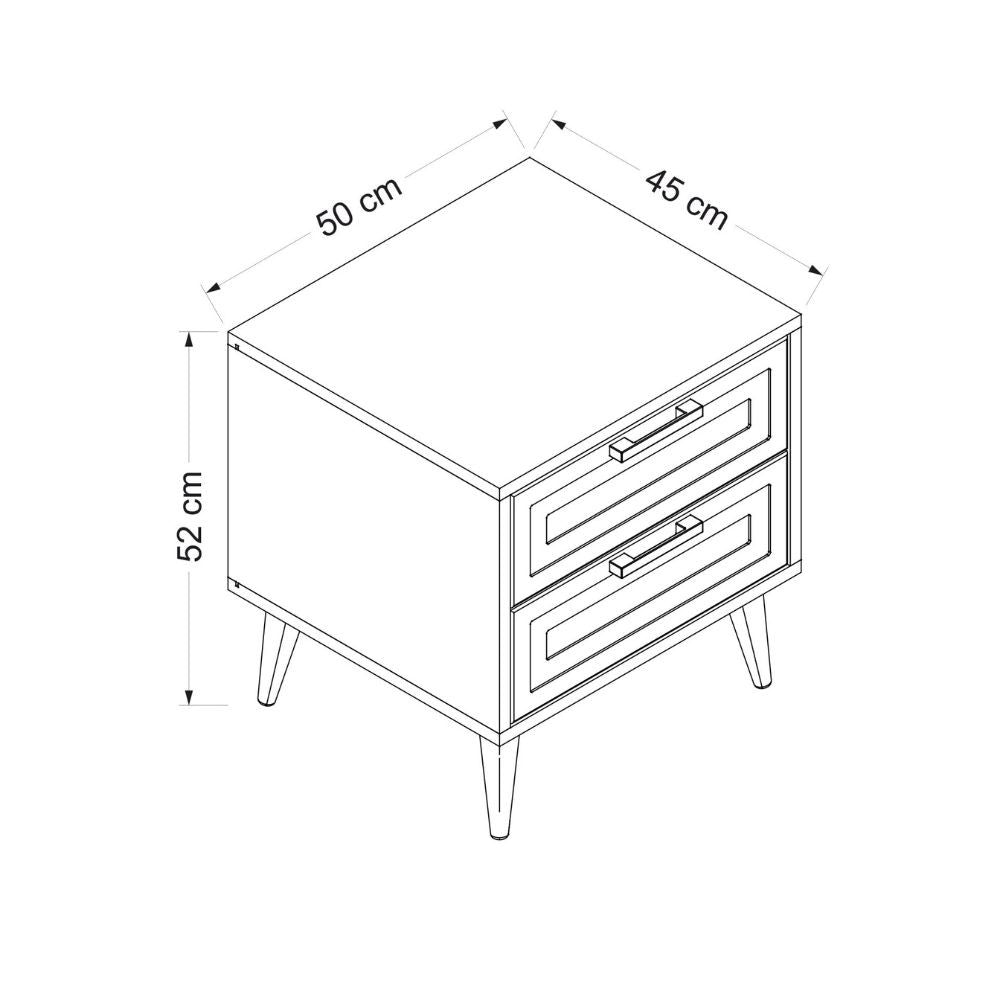Comodino Prime 2 cassetti colore cashmere 50x45x52H - Eleganza e funzionalità