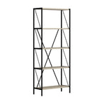 Libreria nera e rovere Axel 62x26x150H - Stile industriale e funzionalità per ogni ambiente