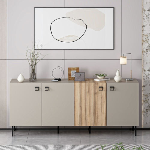 Madia Mila cashmere e rovere 180x47x75H - Eleganza e contrasto per un living raffinato