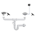 Sifone lavello a quarzo 2 vie attacco 1"  1/2  con pilettone ECO troppopieno rettangolare griglia inox SIFONEQUA