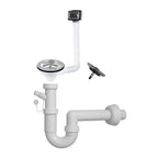 Sifone lavello a quarzo 1 via attacco 1"  1/2  con pilettone ECO troppopieno rettangolare griglia inox SIFONEQUA1V
