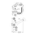 Sifone lavello a quarzo 1 via attacco 1"  1/2  con pilettone ECO troppopieno rettangolare griglia inox SIFONEQUA1V
