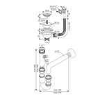 Sifone lavello 1 via attacco 1"  1/2  con pilettone ECO e scarico lavastoviglie S471710