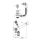 Sifone lavello 1 via attacco 11/4 con piletta da 2" e scarico lavastoviglie SIFONE1V114