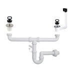 Sifone lavello 2 vie attacco 1"  1/2  con piletta da 2" e scarico lavastoviglie SIFONE2VCONCEPT