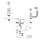 Sifone lavello 2 vie attacco 1"  1/2  con piletta da 2" e scarico lavastoviglie SIFONE2VCONCEPT