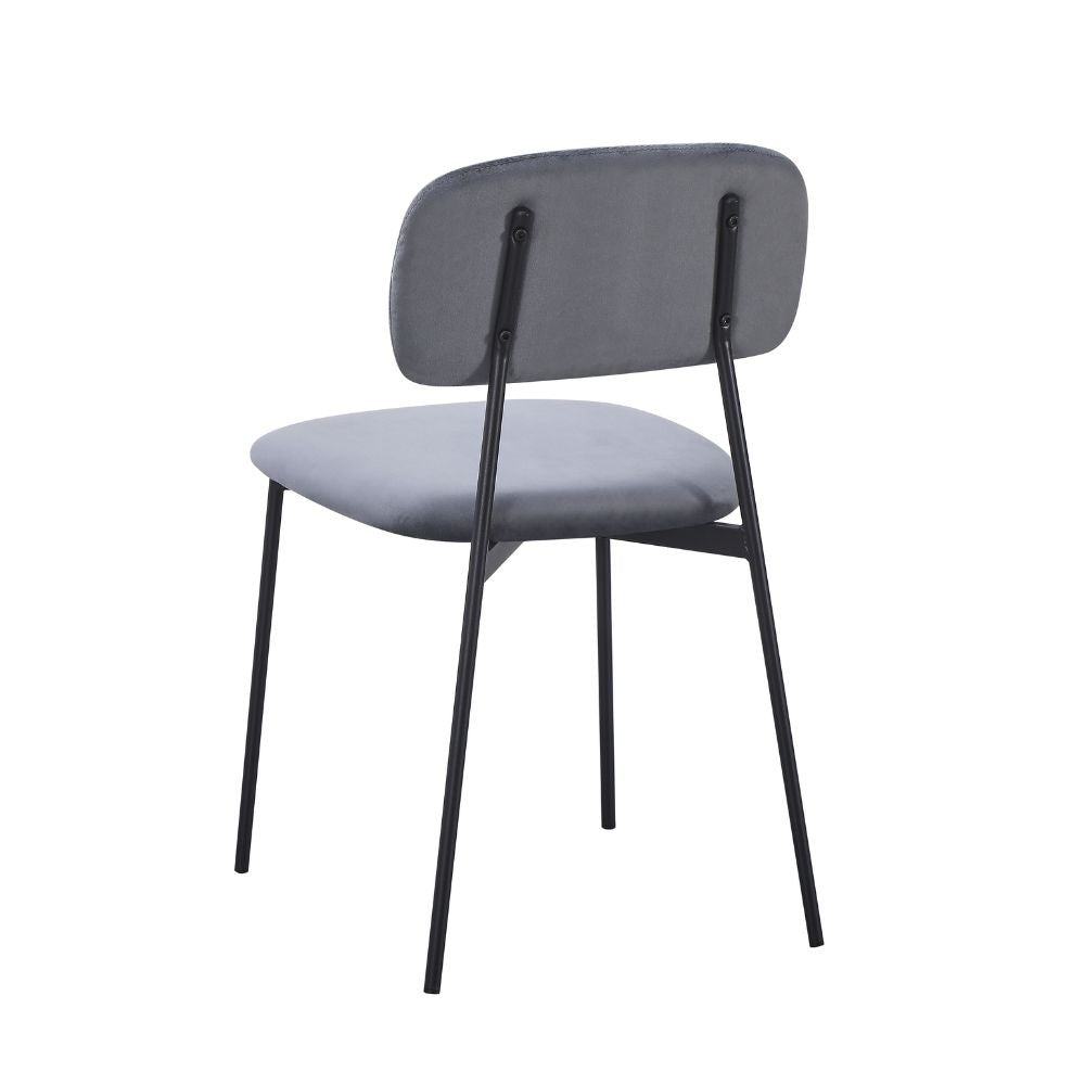 Sedia Shen in vellutino grigio e gambe in metallo nero 44x49x78H