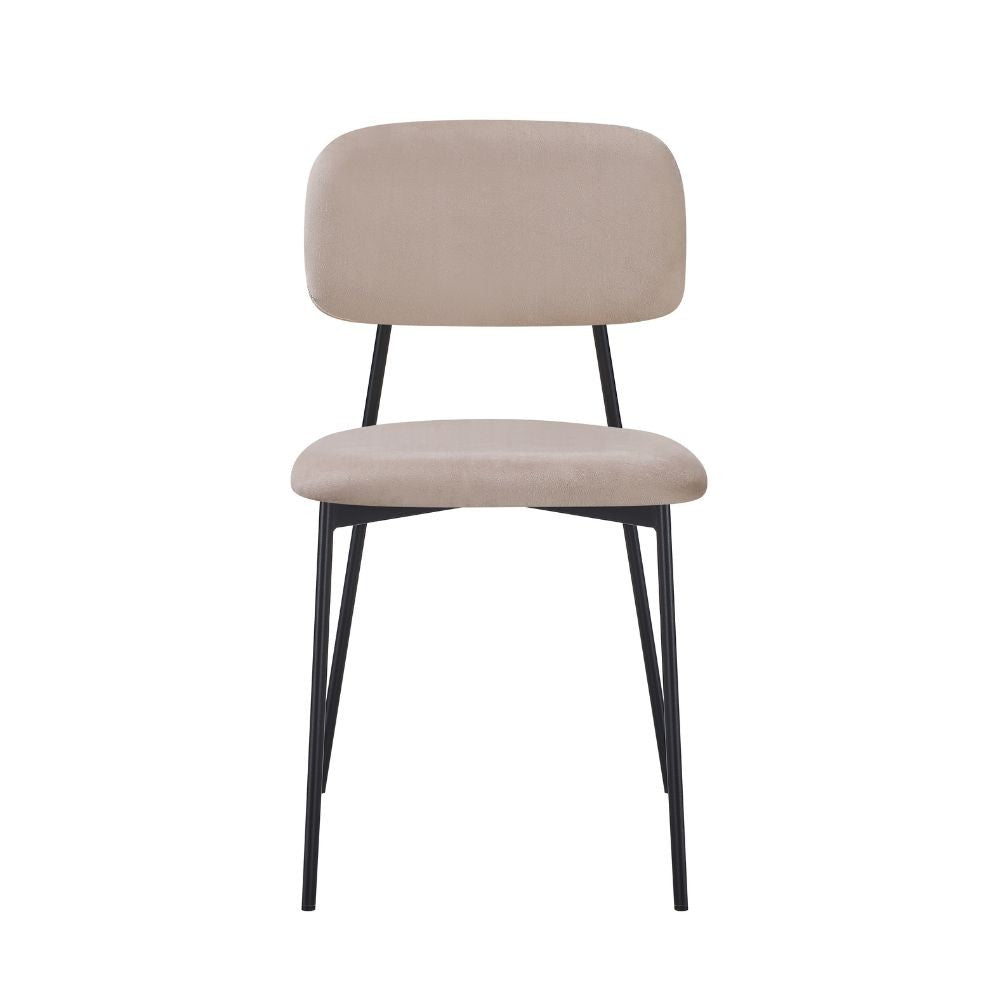Sedia Shen in vellutino taupè e gambe in metallo nero 44x49x78H