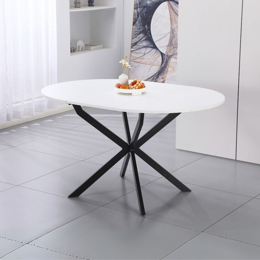 Tavolo rotondo allungabile Rut bianco 100x100x77H - Design moderno e praticità quotidiana