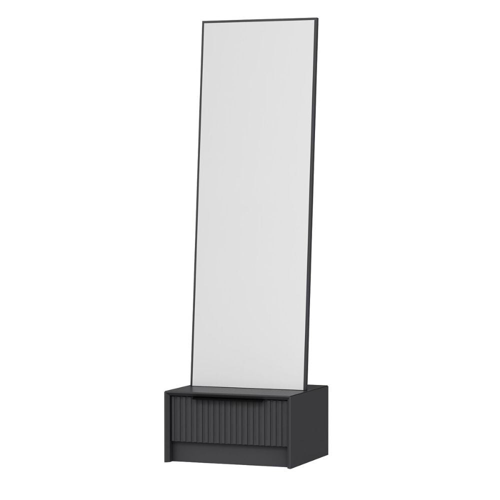 Specchio Kale con base cassetto antracite 54x45x178H