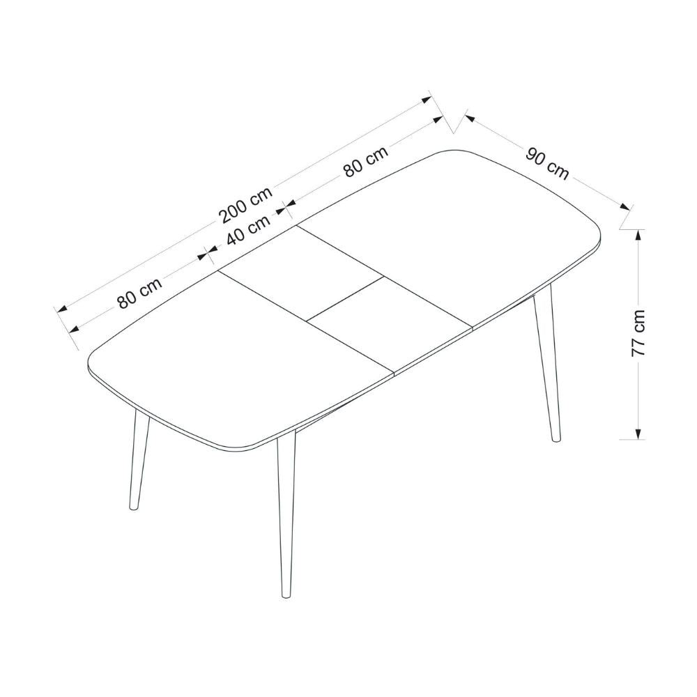 Tavolo allungabile Prime top cashmere e gambe nere 160x90x77H
