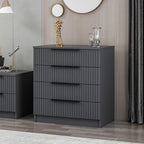 Cassettiera 4 cassetti Kale antracite effetto cannettato 72x42x77H