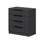 Cassettiera 4 cassetti Kale antracite effetto cannettato 72x42x77H