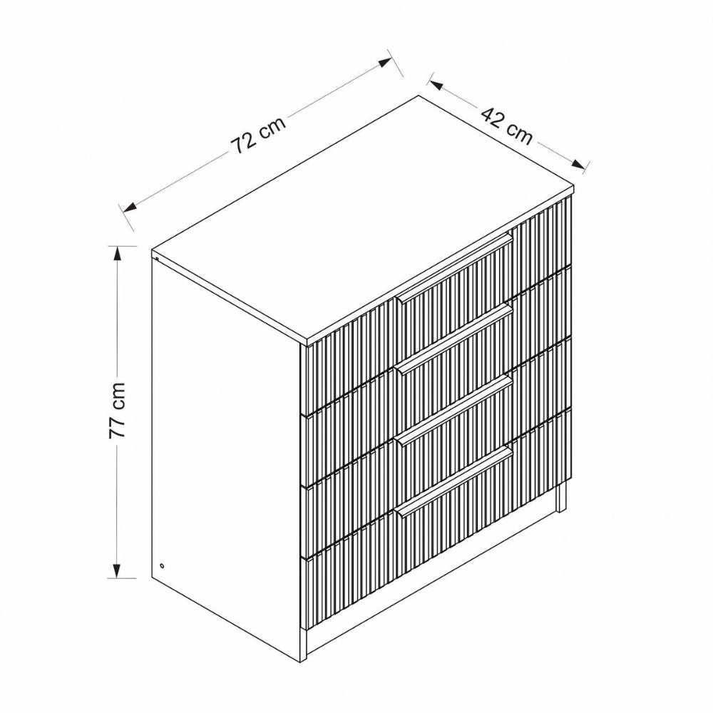 Cassettiera 4 cassetti Kale antracite effetto cannettato 72x42x77H