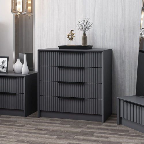 Cassettiera 4 cassetti incassati Kale antracite effetto cannettato 72x42x77H