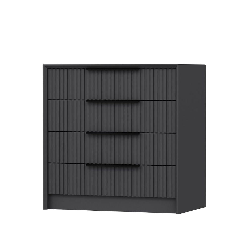 Cassettiera 4 cassetti incassati Kale antracite effetto cannettato 72x42x77H