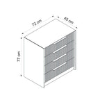 Cassettiera 4 cassetti incassati Kale antracite effetto cannettato 72x42x77H