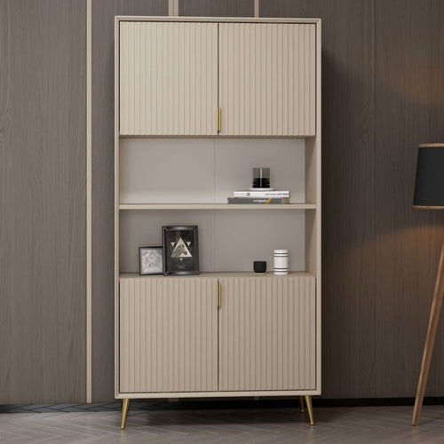 Credenza alta Kale effetto cannettato cashmere 90x35x180H - Eleganza Verticale