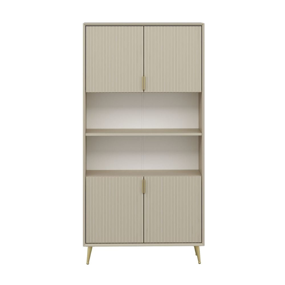 Credenza alta Kale effetto cannettato cashmere 90x35x180H - Eleganza Verticale