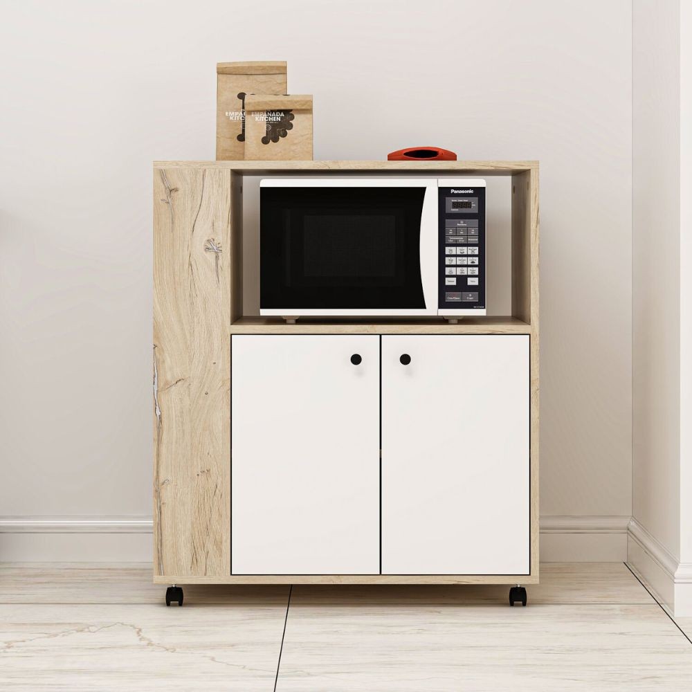 Mobile multiuso elegante e funzionale rovere e bianco Monni 82x45x95H - Ordine e Design