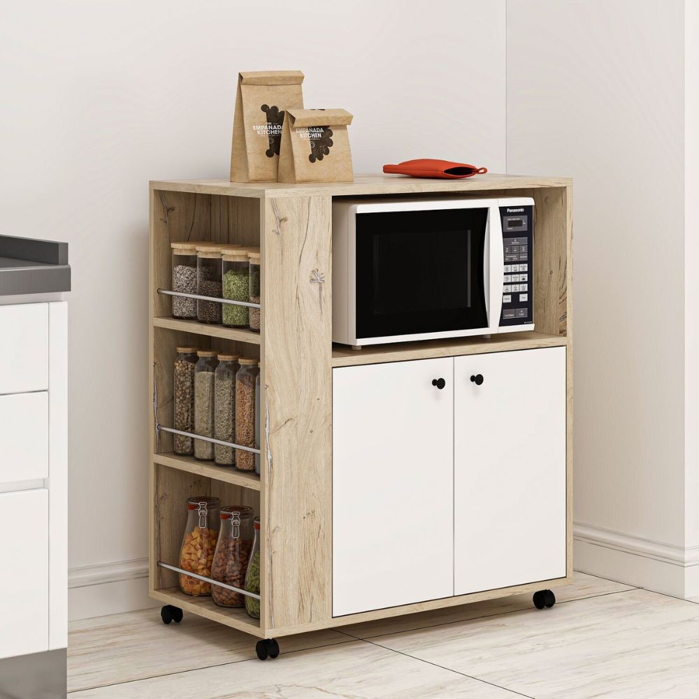 Mobile multiuso elegante e funzionale rovere e bianco Monni 82x45x95H - Ordine e Design