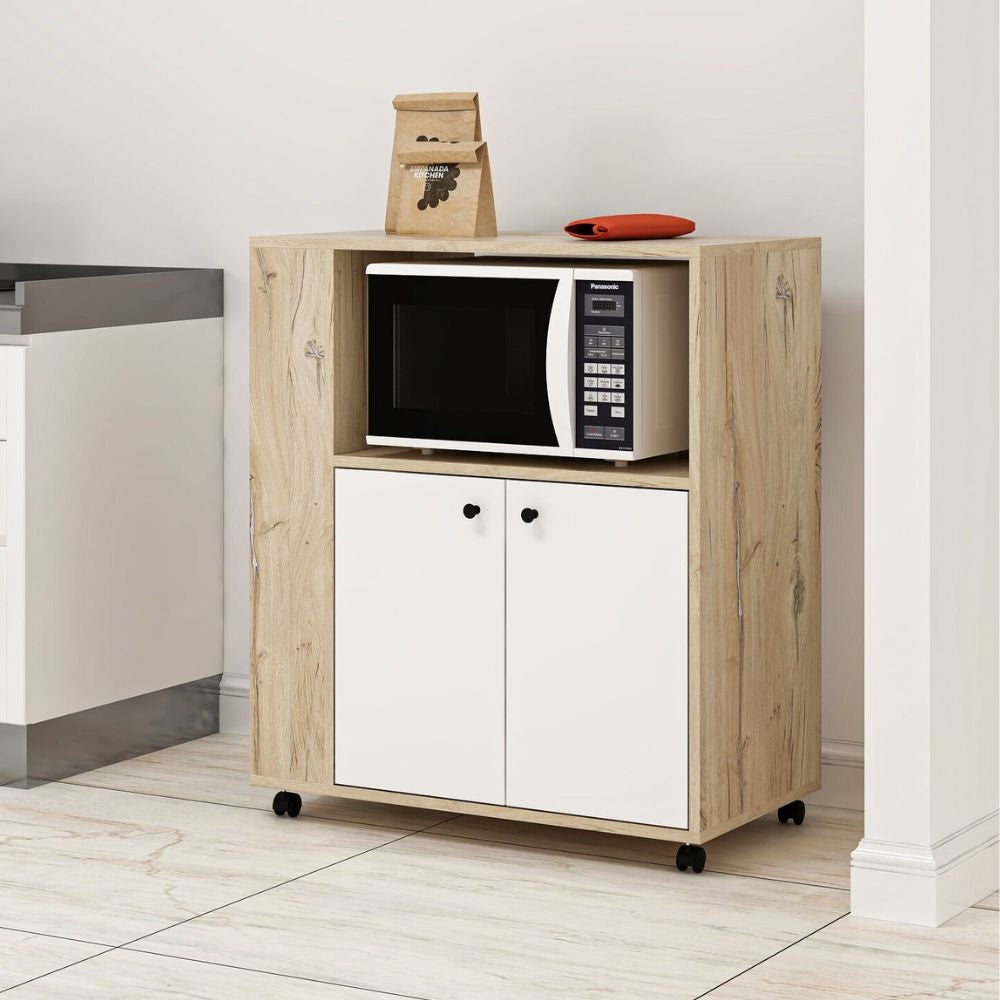 Mobile multiuso elegante e funzionale rovere e bianco Monni 82x45x95H - Ordine e Design