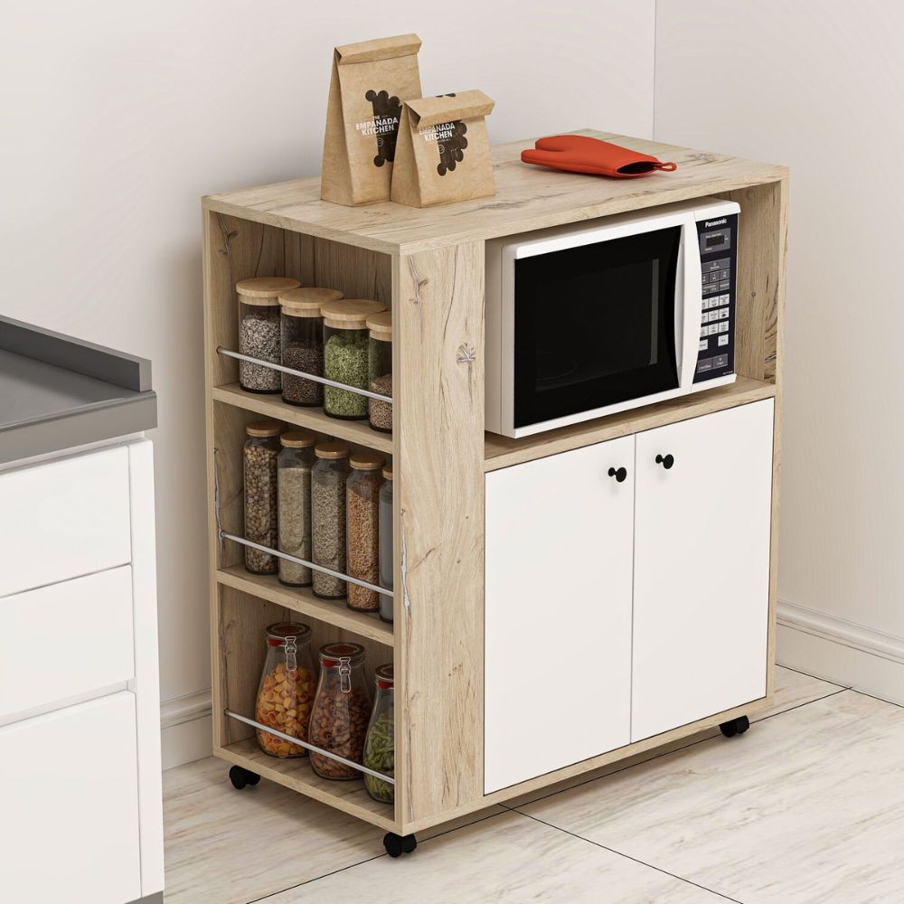 Mobile multiuso elegante e funzionale rovere e bianco Monni 82x45x95H - Ordine e Design